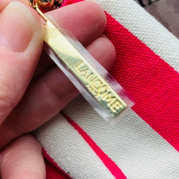 Lancome Cosmetics Bag Pink White Candy Stripe Insulated - Picture 4 of 7